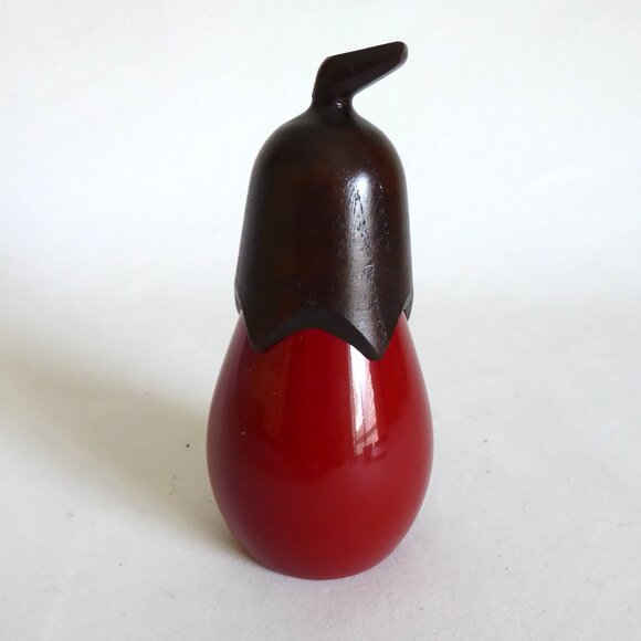 VINTAGE JAPANESE JAPAN RED VEGETABLE FRUIT SHAPED TOOTHPICK HOLDER LACQUER NEW - Picture 5 of 8